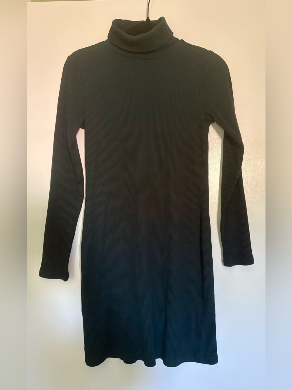 Old Navy Dark Green Ribbed Turtleneck Long-Sleeve Dress
